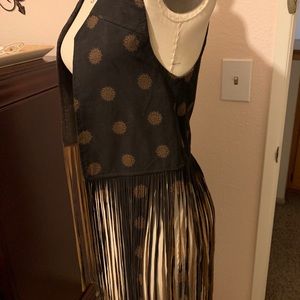 Fine leather fringe vest
